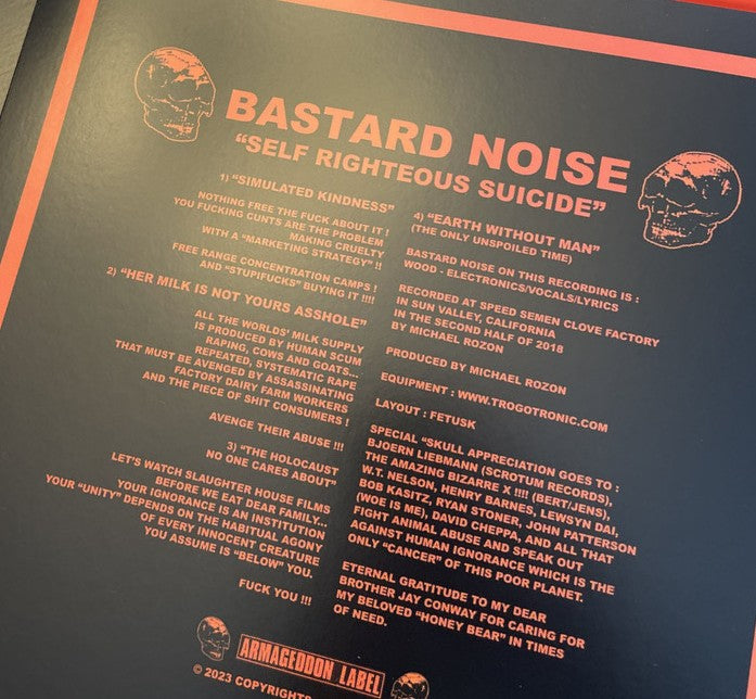 BASTARD NOISE – Incineration Prayer • Self Righteous Suicide LP