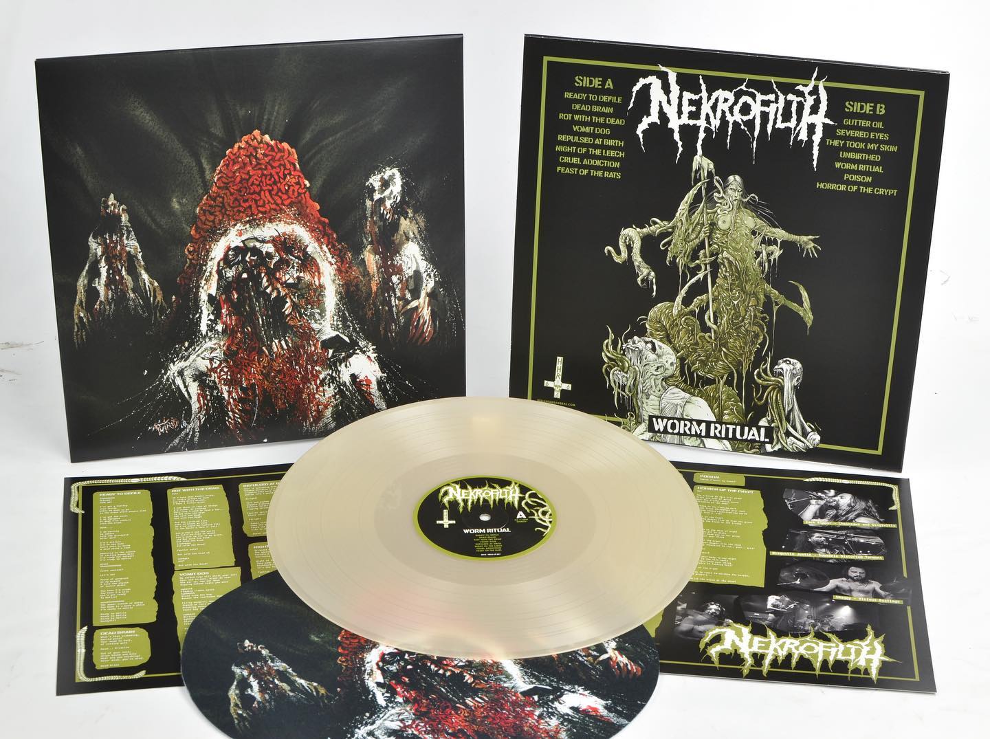 NEKROFILTH – Worm Ritual LP (red glow in the dark vinyl)