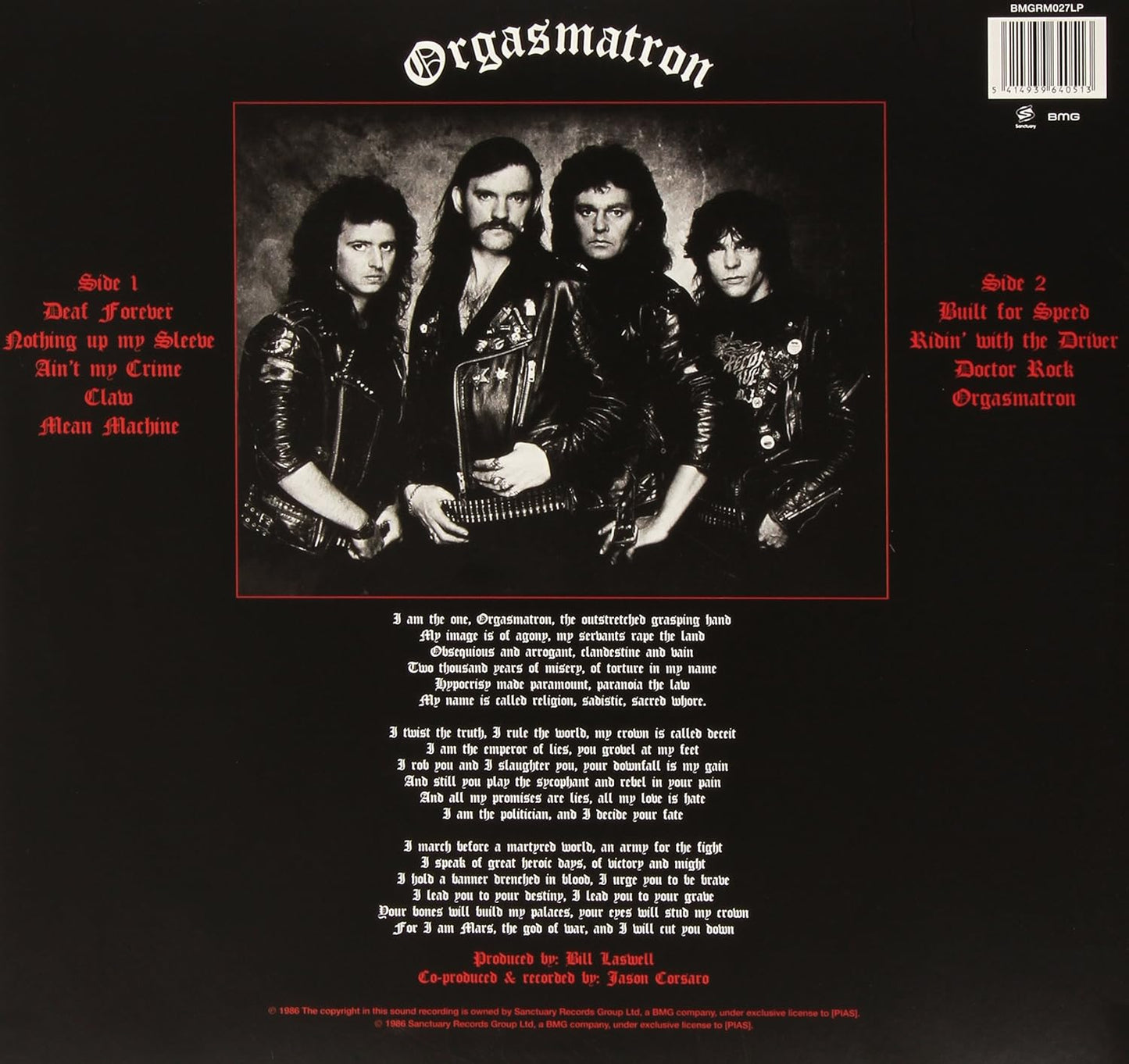 MOTÖRHEAD – Orgasmatron LP