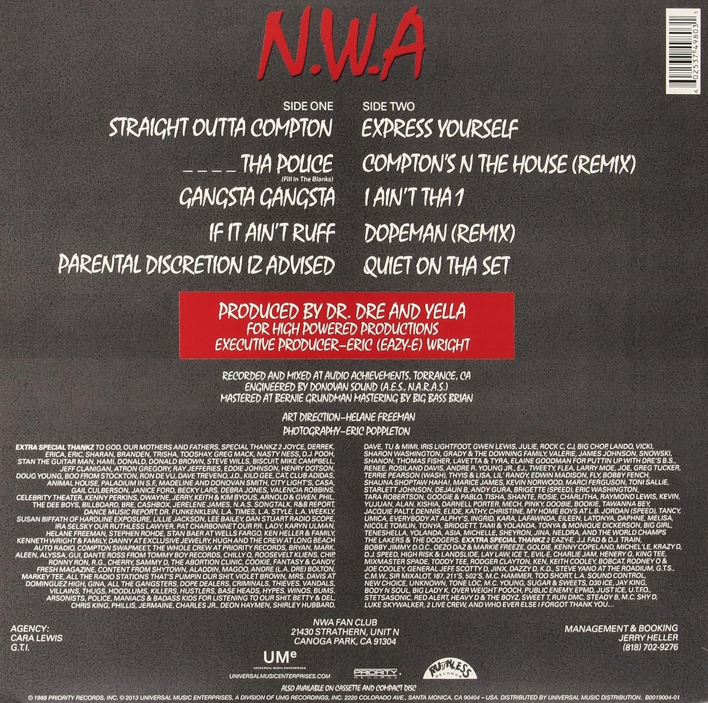 N.W.A. – Straight Outta Compton LP