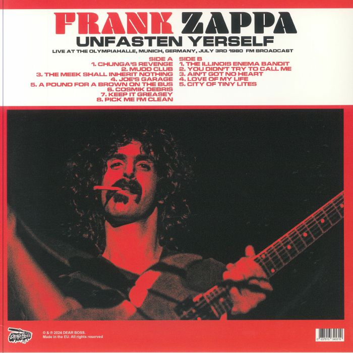 FRANK ZAPPA – Unfasten Yerself • Live At The Olympiahalle, Munich, 7/3/1980 LP (red vinyl)