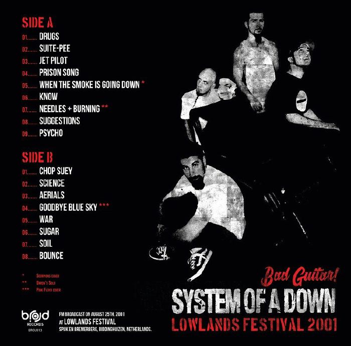 SYSTEM OF A DOWN – Bad Guitar! • Lowlands Festival 2001 LP