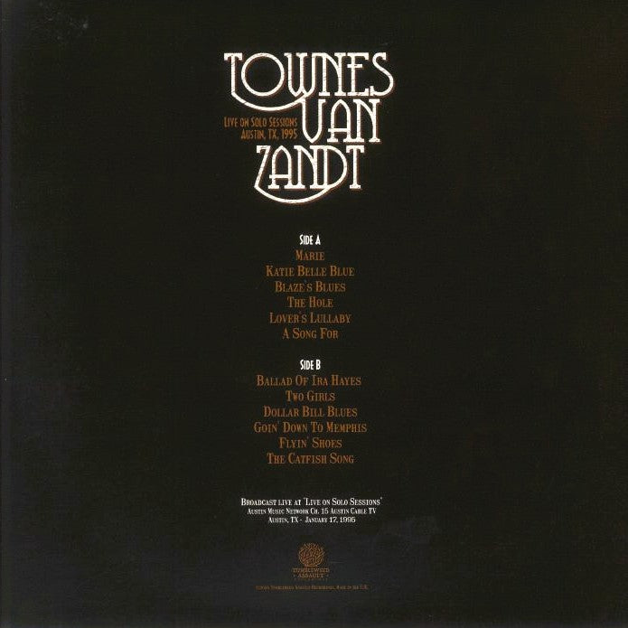 TOWNES VAN ZANDT – Live On Solo Sessions • Austin, TX 1995 LP