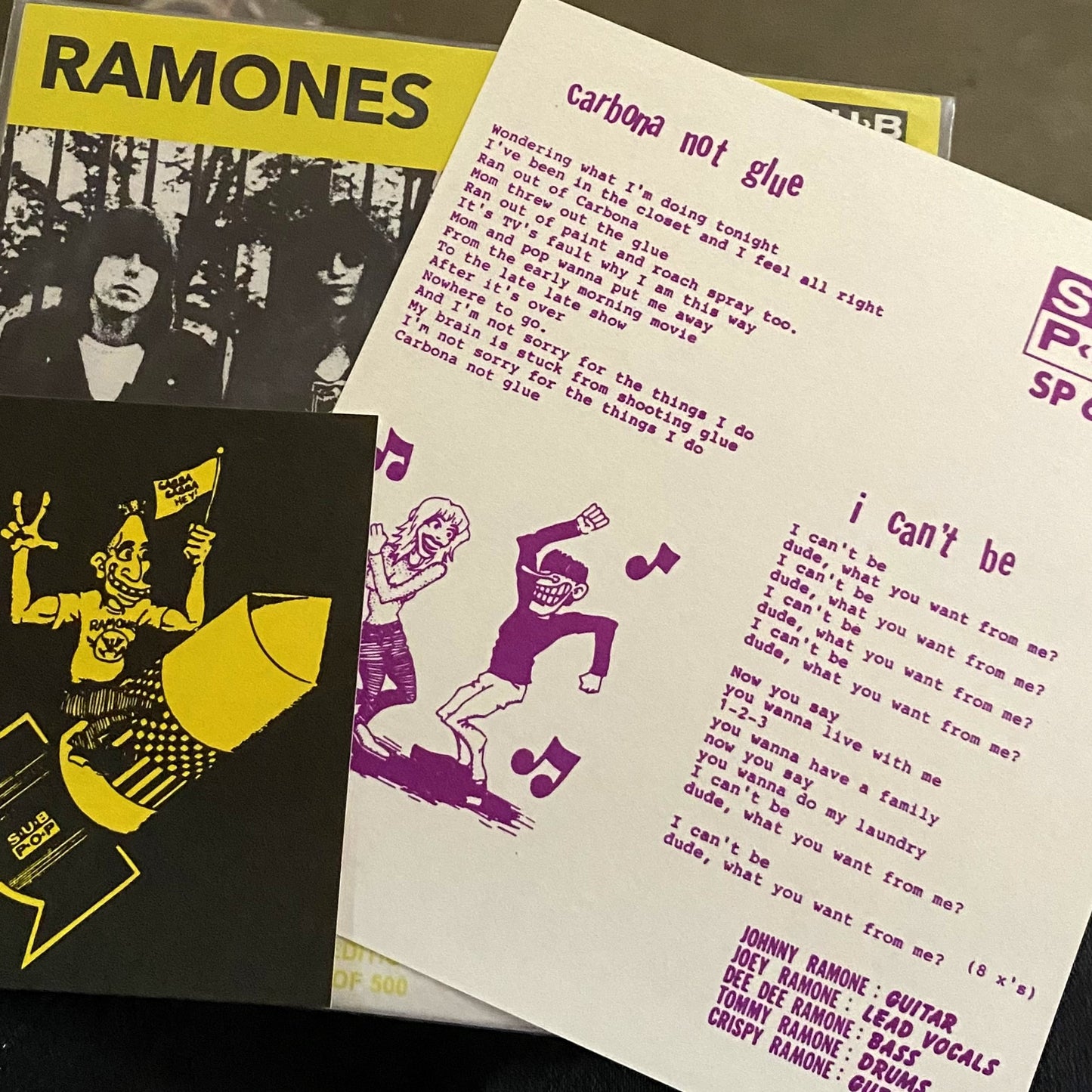 RAMONES – Carbona Not Glue / I Can't Be 7" (color vinyl)