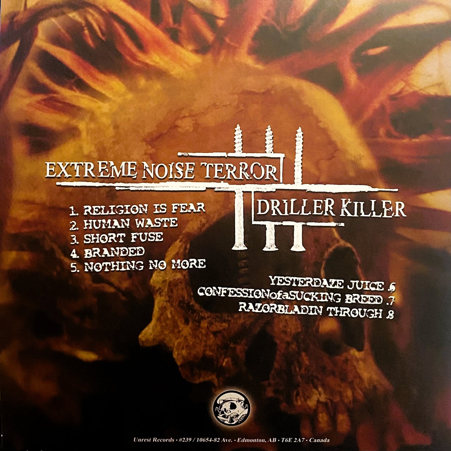 EXTREME NOISE TERROR / DRILLER KILLER – S/T Split LP