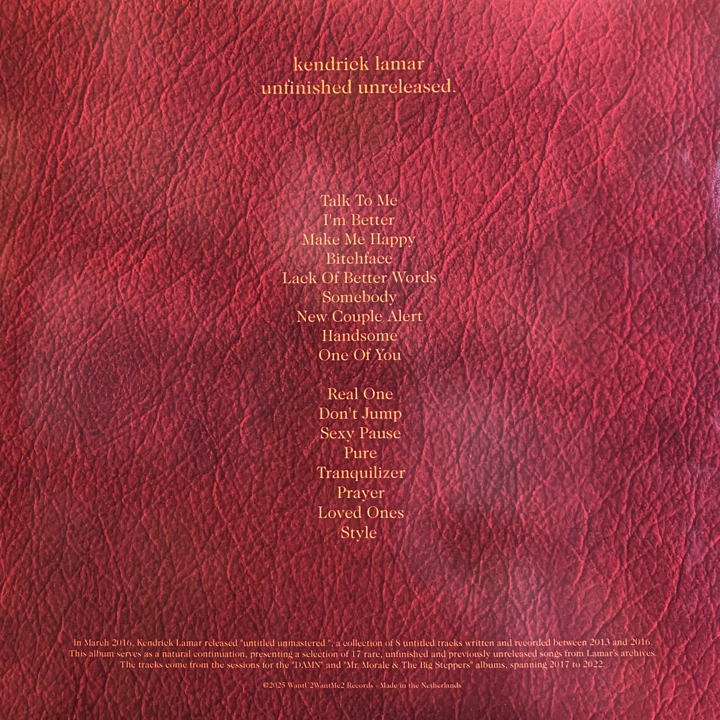 KENDRICK LAMAR – Unfinished Unreleased. LP