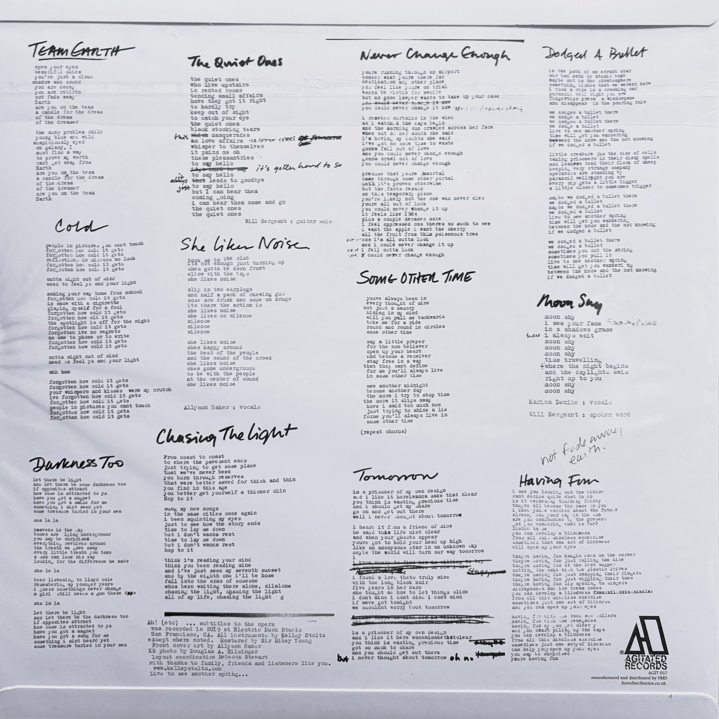 KELLEY STOLTZ – Ah! (etc) LP ("Photoluminescent" clear vinyl)