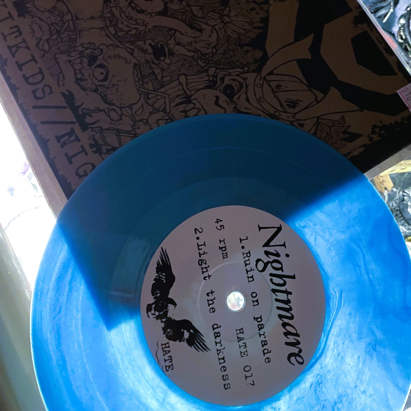 SKITKIDS / NIGHTMARE – S/T Split 7" (blue vinyl)