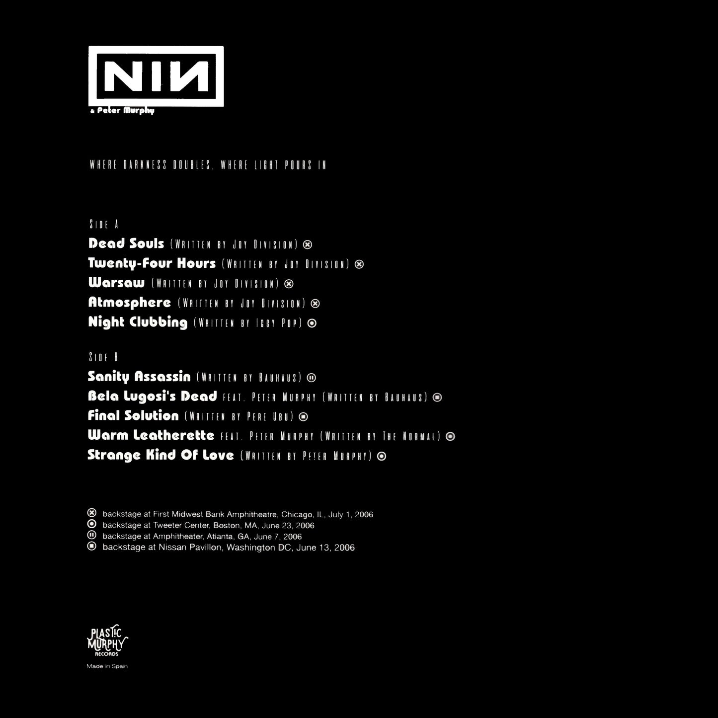 NINE INCH NAILS / PETER MURPHY – Where Darkness Doubles, Where Light Pours In LP (color vinyl)