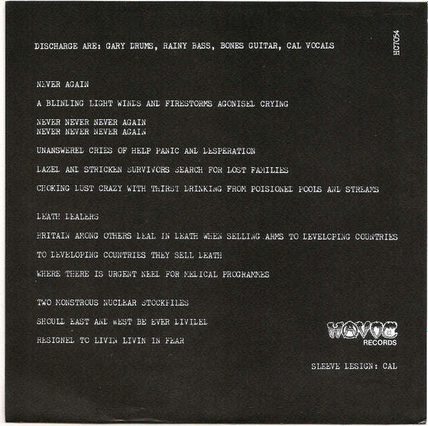 DISCHARGE – Never Again 7"