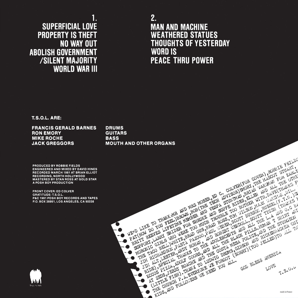 T.S.O.L. – S/T LP