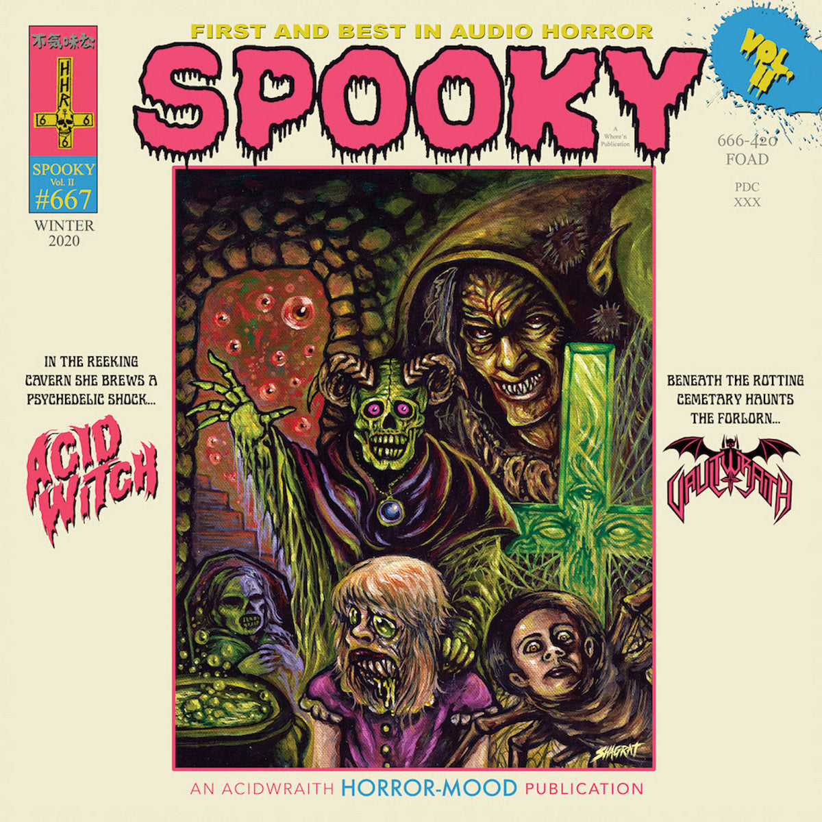 ACID WITCH / VAULTWRAITH – Spooky Vol. II 7" (neon splatter vinyl)