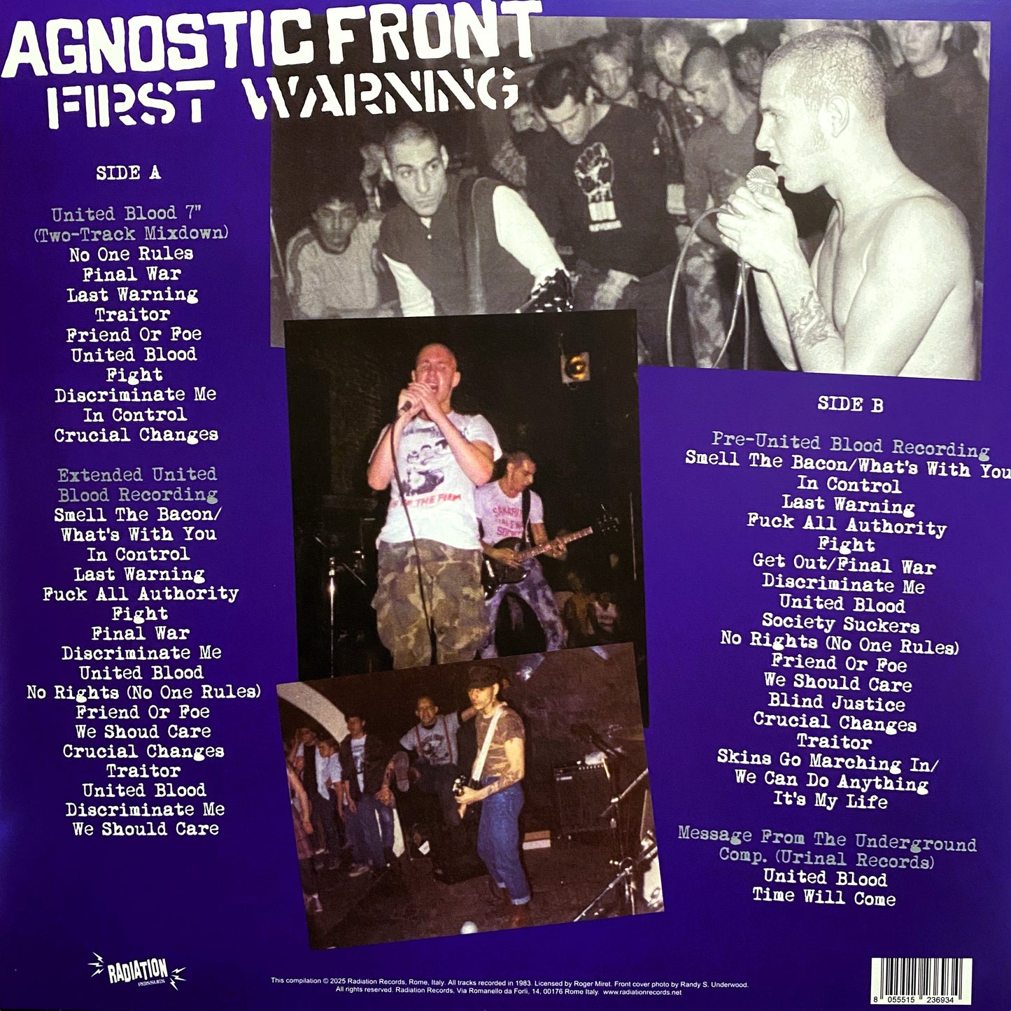 AGNOSTIC FRONT – First Warning • The 'United Blood' Era Recordings, NYC 1983 LP (blue vinyl)