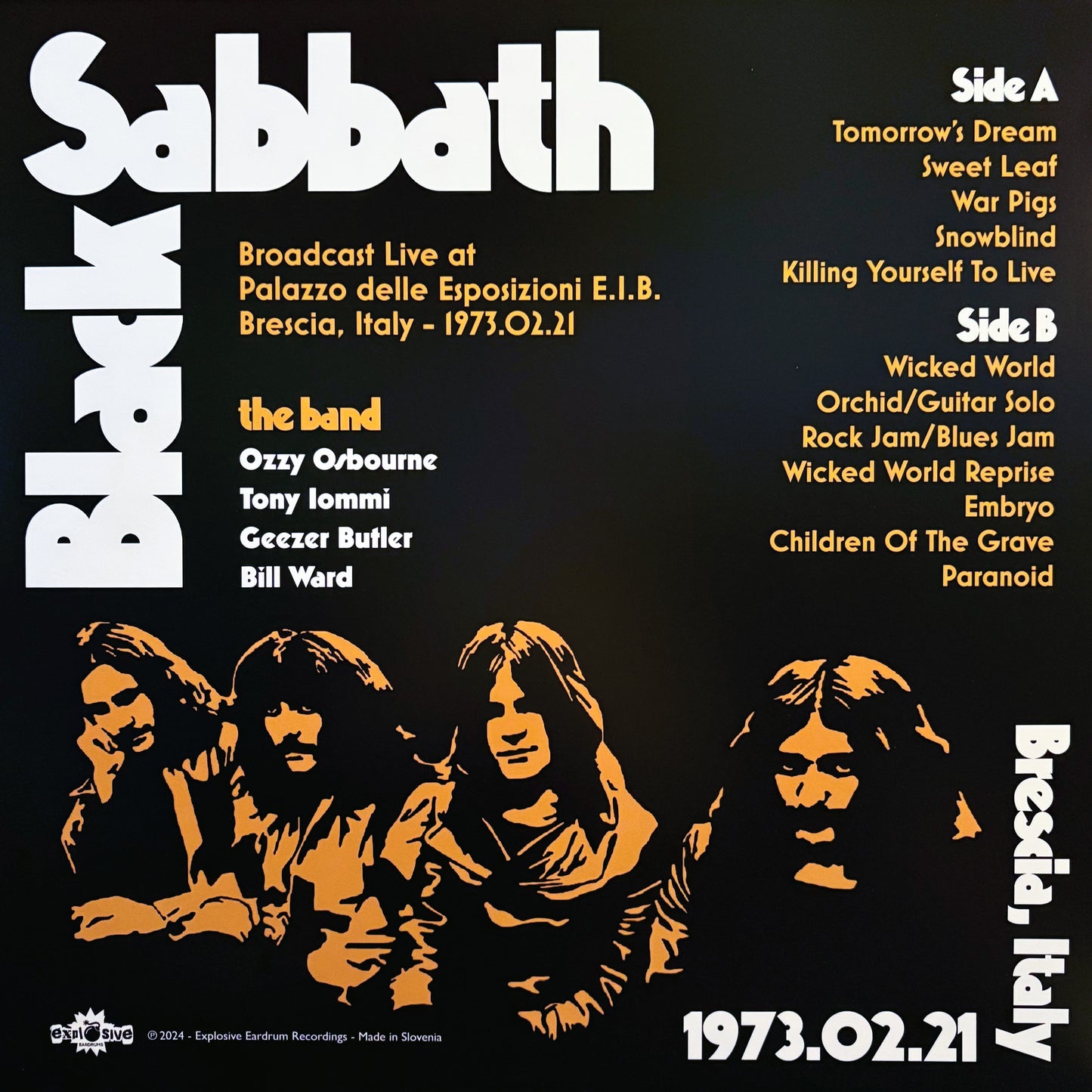BLACK SABBATH – Live In Brescia, Italy 1973 LP