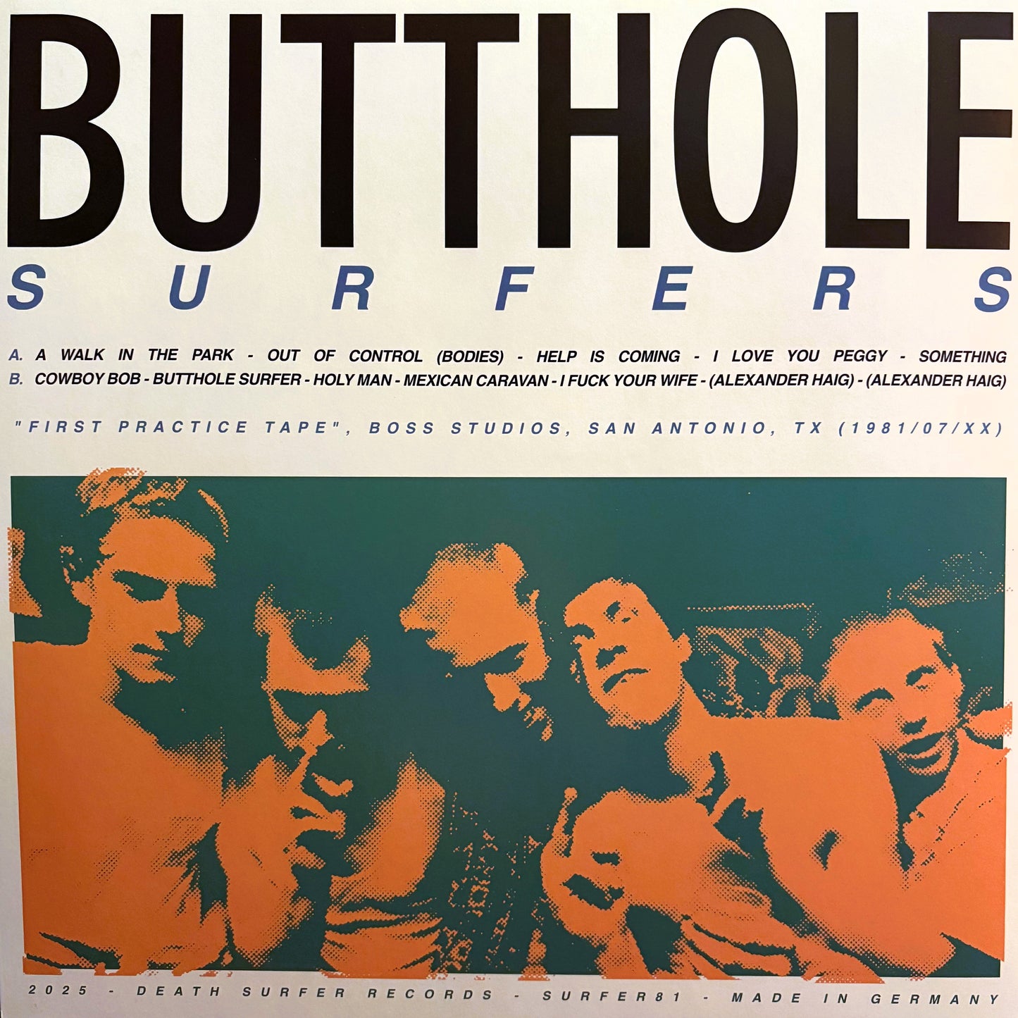 BUTTHOLE SURFERS – First Practice Tape 1981 LP (marbled color vinyl)