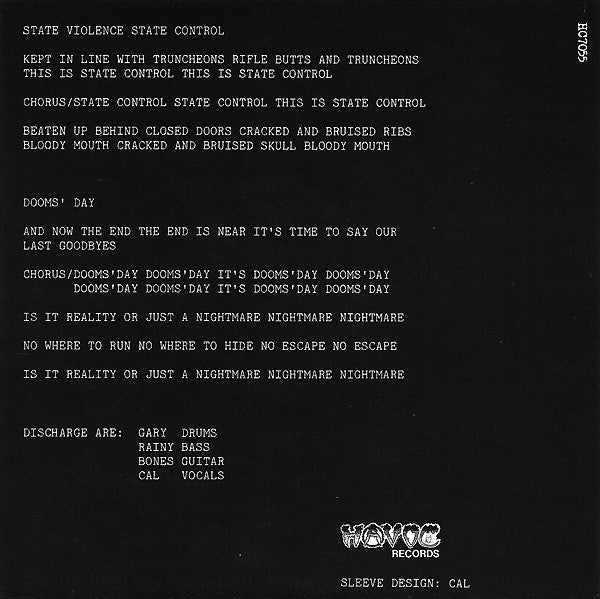 DISCHARGE – State Violence State Control 7"