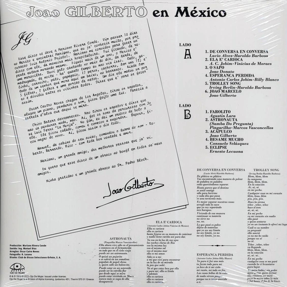 JOÃO GILBERTO – En México LP (aqua green vinyl)