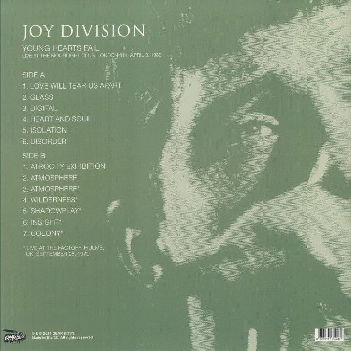 JOY DIVISION – Young Hearts Fail • Live At The Moonlight Club 1980 LP (clear vinyl)