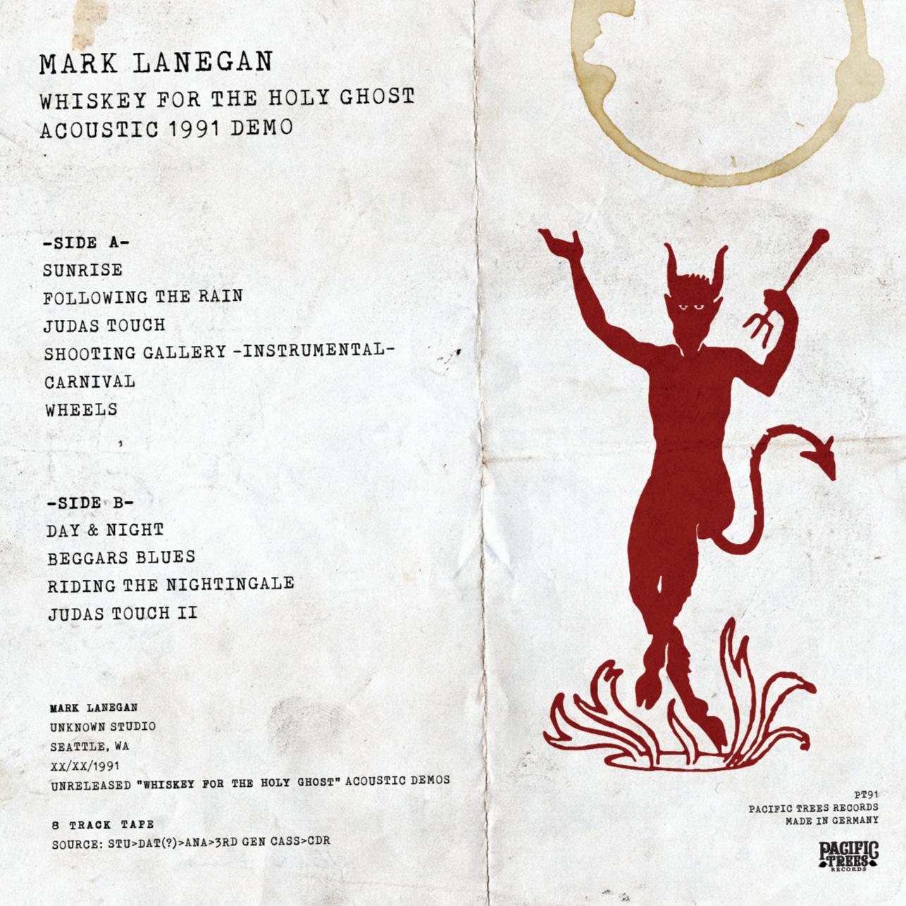 MARK LANEGAN – Whiskey For The Holy Ghost • Acoustic 1991 Demo LP (marbled color vinyl)