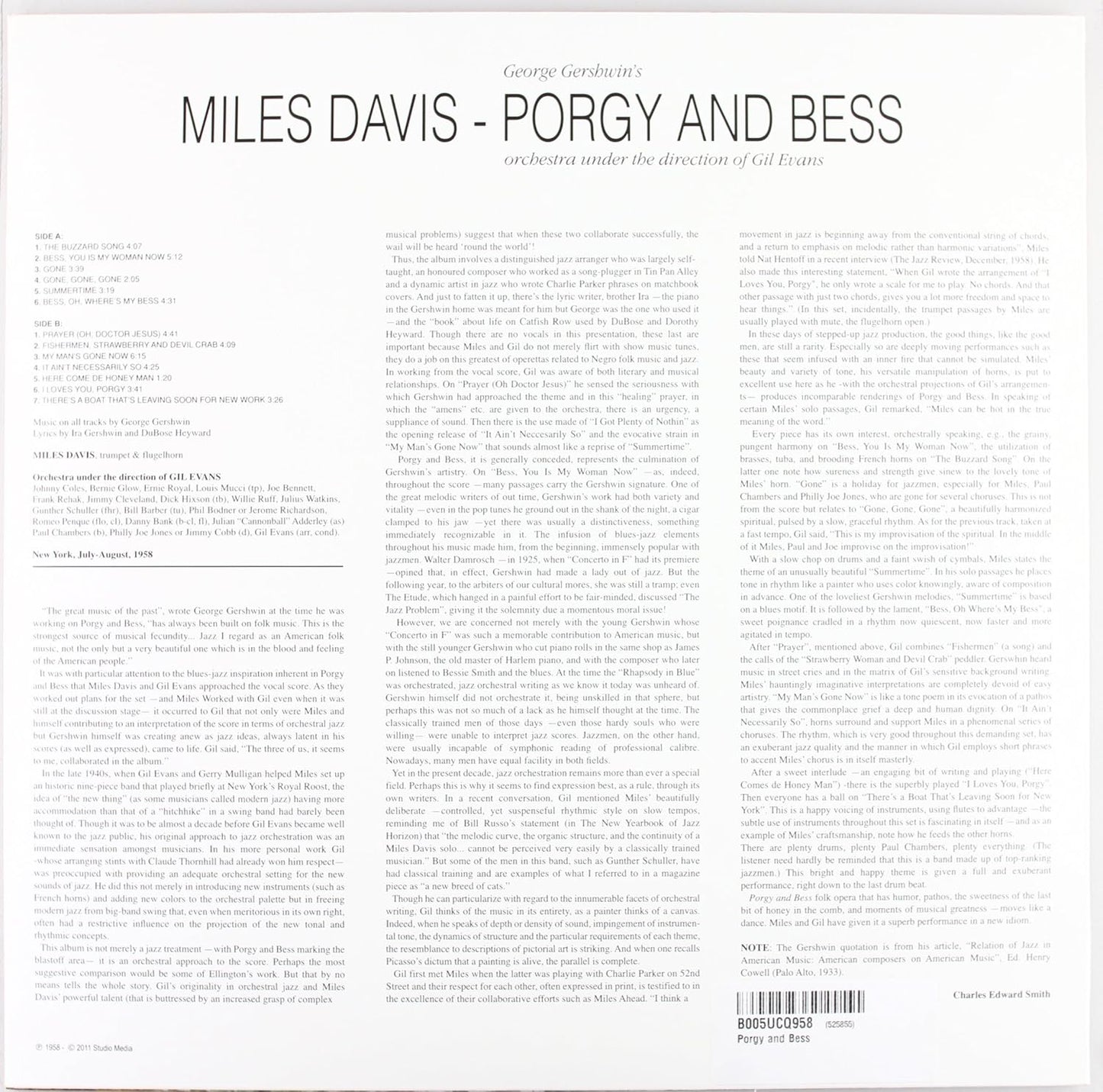 MILES DAVIS – Porgy & Bess LP