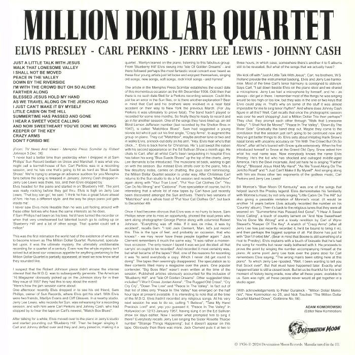 MILLION DOLLAR QUARTET – The Complete Session In Its Original Sequence LP (clear vinyl)