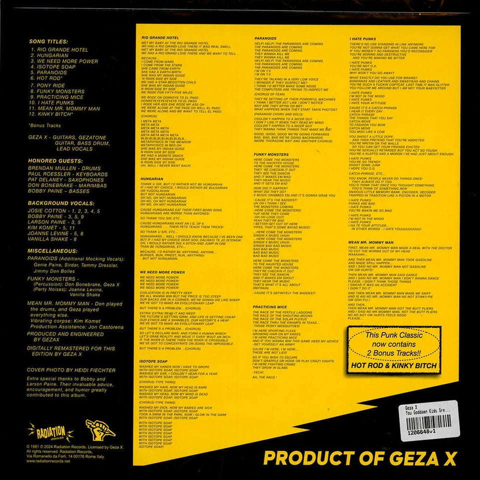 GEZA X – You Goddam Kids! LP (green vinyl)