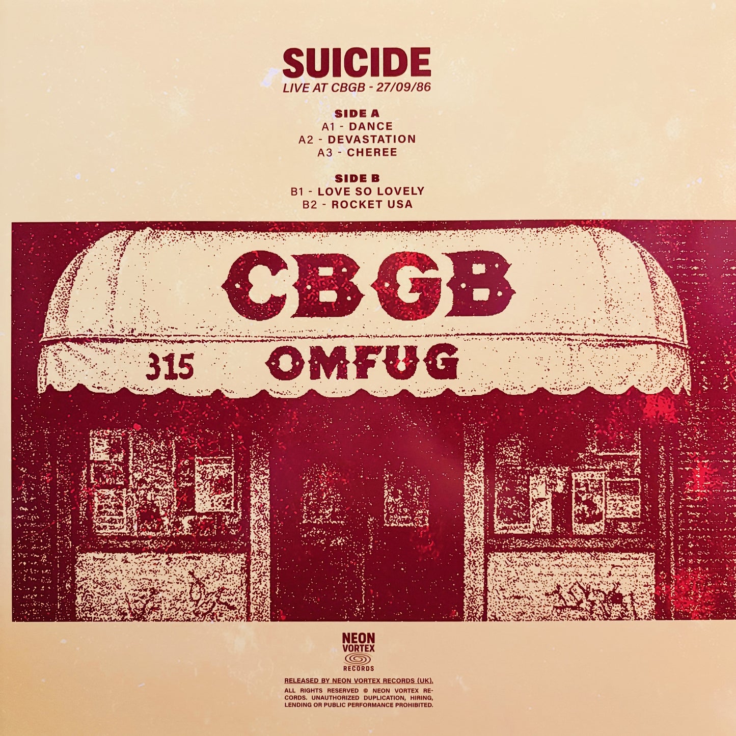 SUICIDE – Live At CBGB 1986 LP