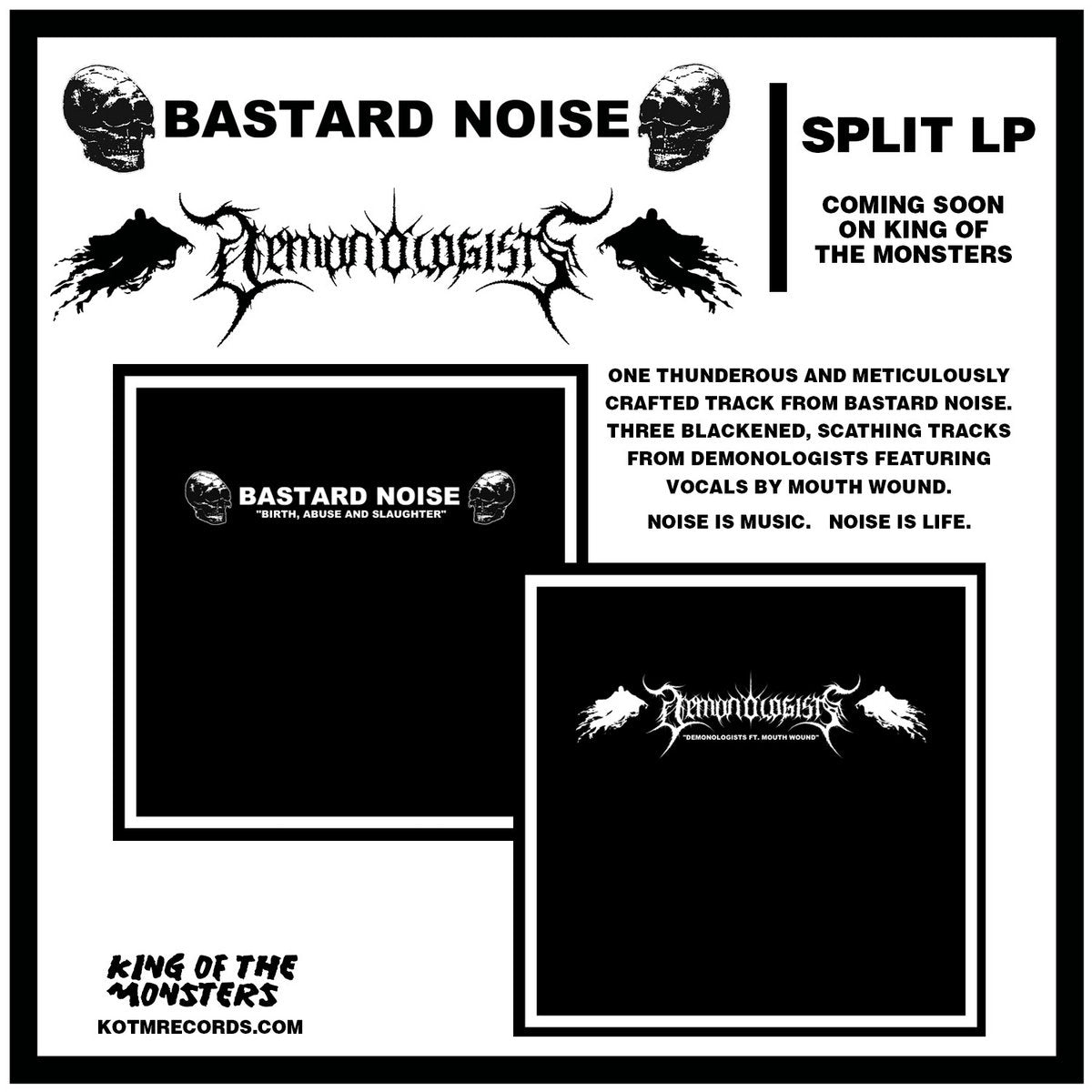 BASTARD NOISE / DEMONOLOGISTS – Ft. Mouth Wound / Birth, Abuse & Slaughter LP (marbled color vinyl)