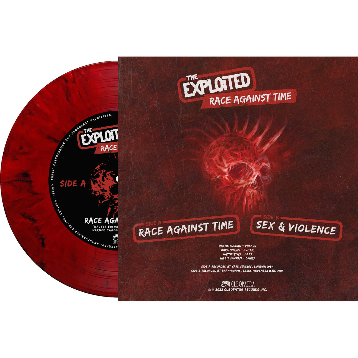 EXPLOITED – Race Against Time / Sex And Violence 7" (red marbled vinyl)