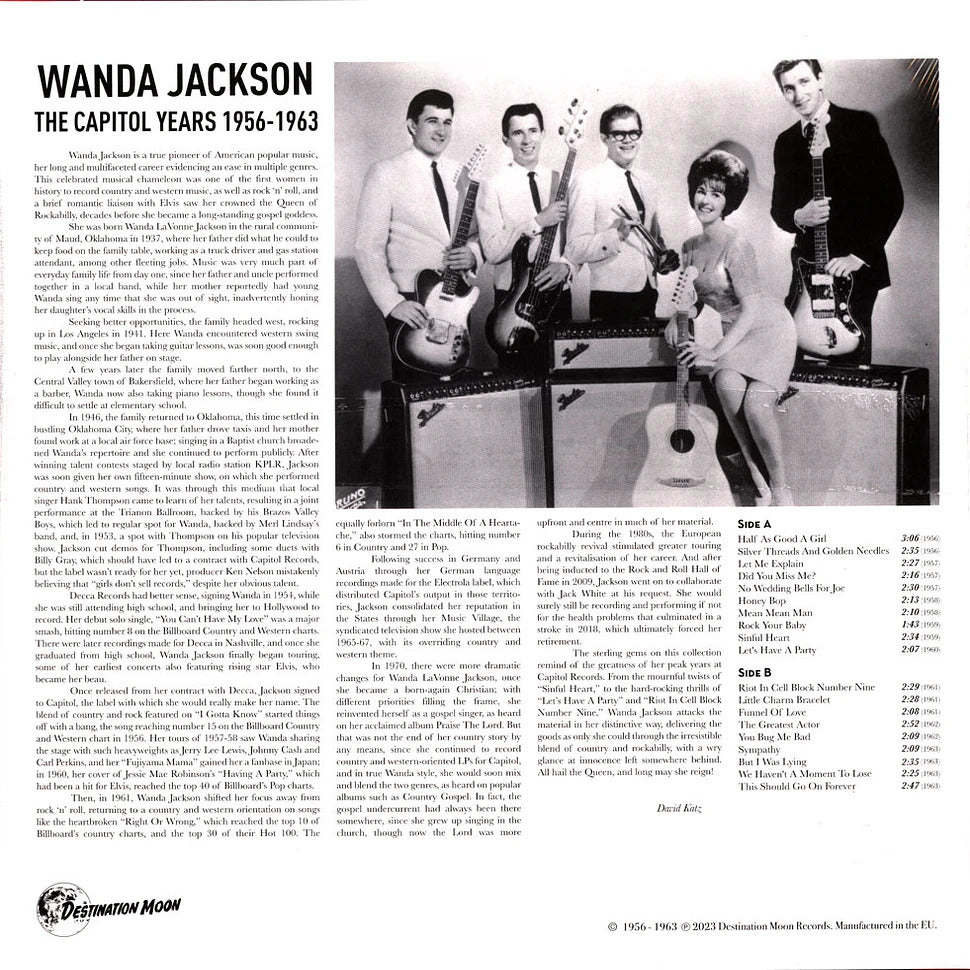 WANDA JACKSON – The Capitol Years 1956-1963 LP (clear vinyl)