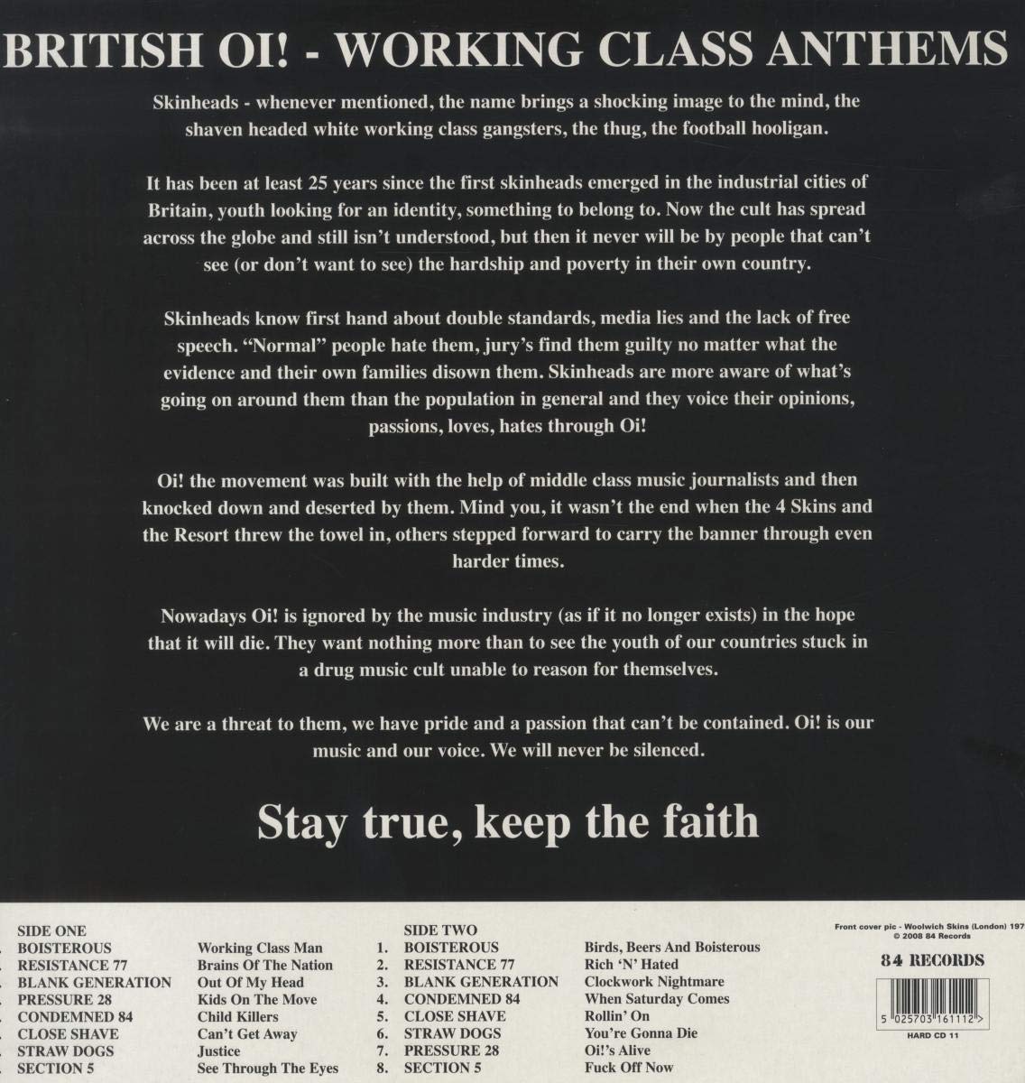 V/A – British Oi! - Working Class Anthems LP