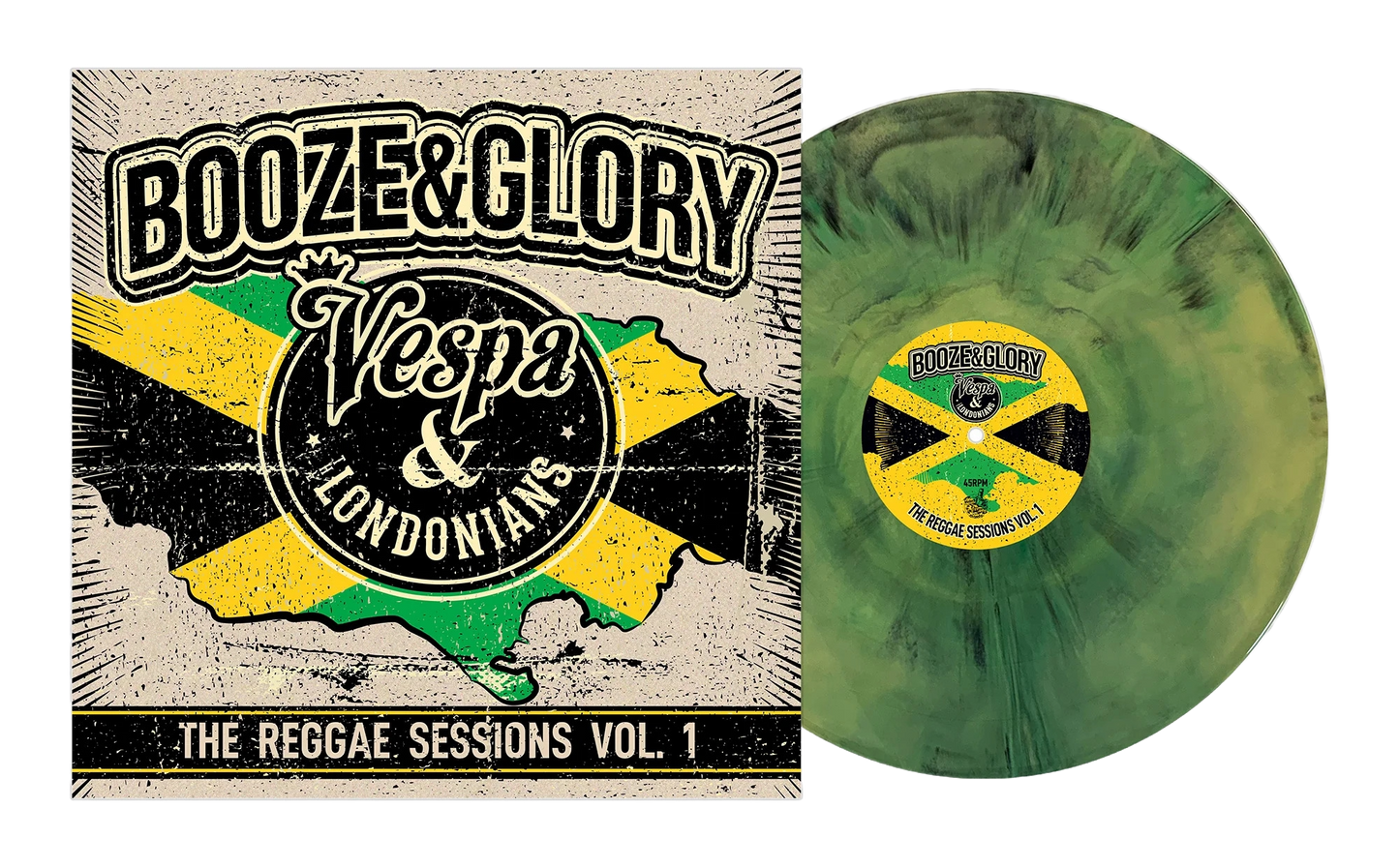 BOOZE & GLORY / VESPA / LONDONIANS – The Reggae Sessions Vol. 1 LP (green/yellow marbled vinyl)