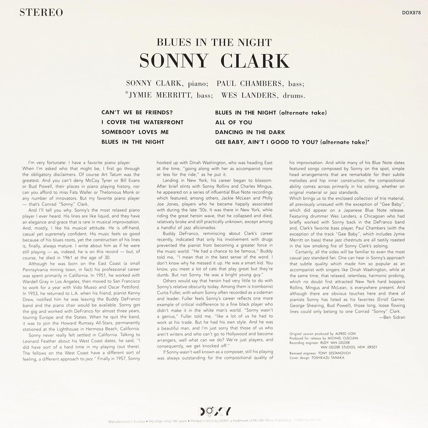 SONNY CLARK – Blues In The Night LP