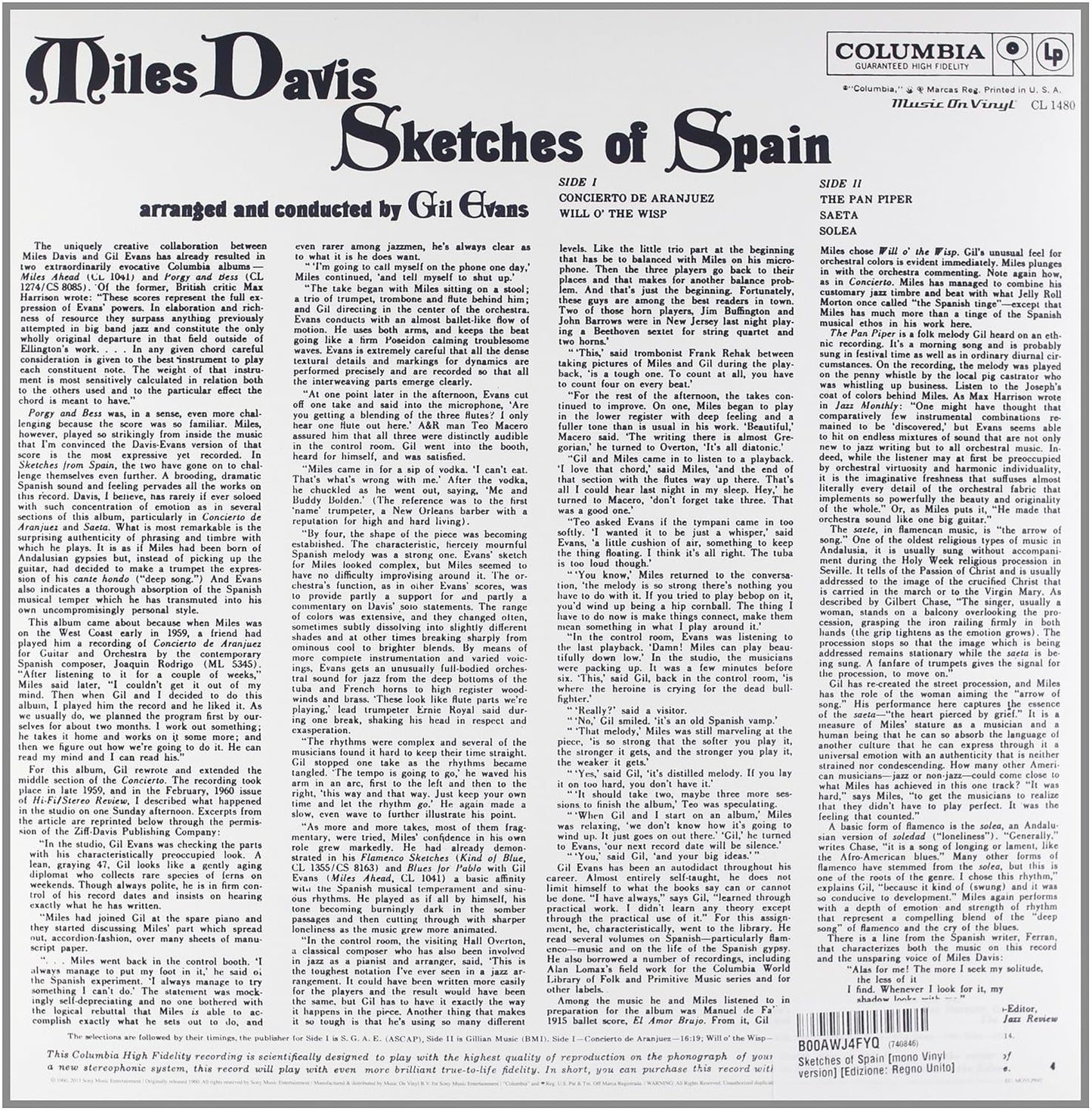 MILES DAVIS – Sketches Of Spain LP (clear vinyl)