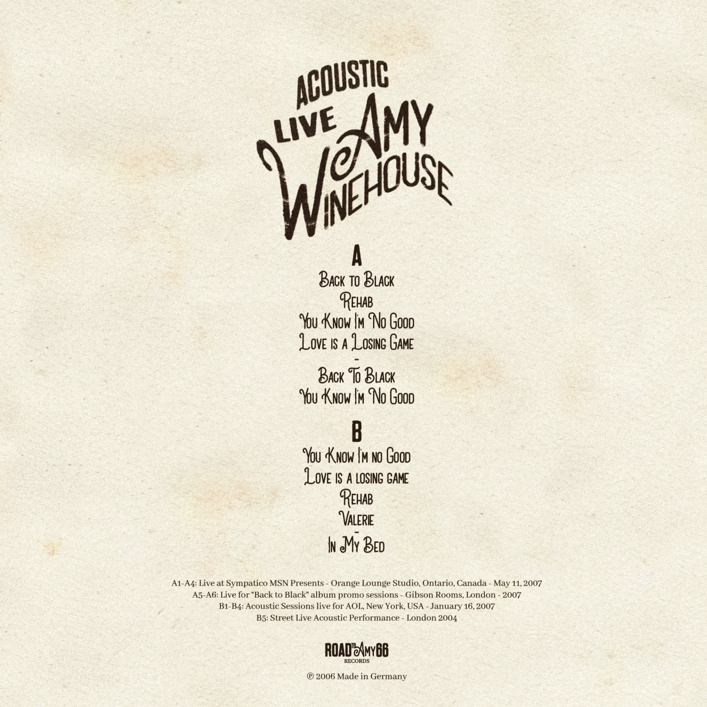 AMY WINEHOUSE – Acoustic Live LP