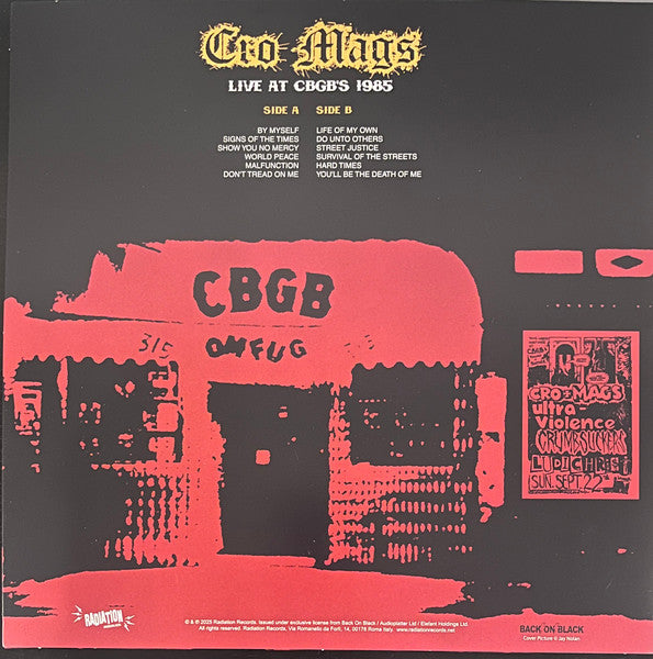 CRO-MAGS – Live At CBGB's 1985 LP (yellow/red splatter vinyl)