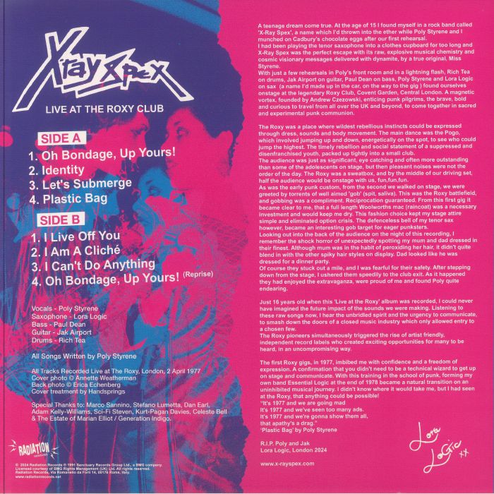 X-RAY SPEX – Live At The Roxy Club LP