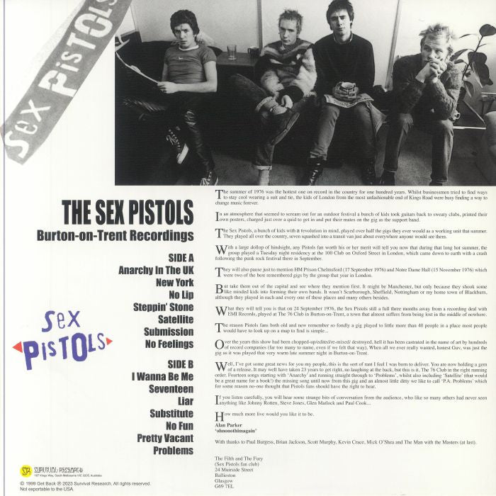 SEX PISTOLS – Burton-On-Trent Recordings LP