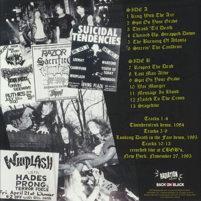 WHIPLASH – Thunderstruk • 1984 - 1985 Demos / Live At CBGBs 1985 LP