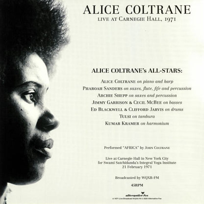 ALICE COLTRANE – Live at Carnegie Hall 1971 LP