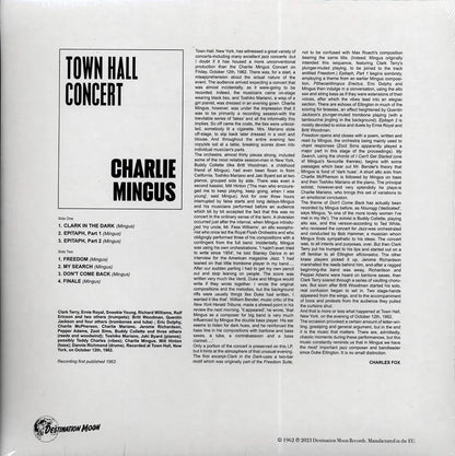 CHARLES MINGUS – Town Hall Concert LP (clear vinyl)