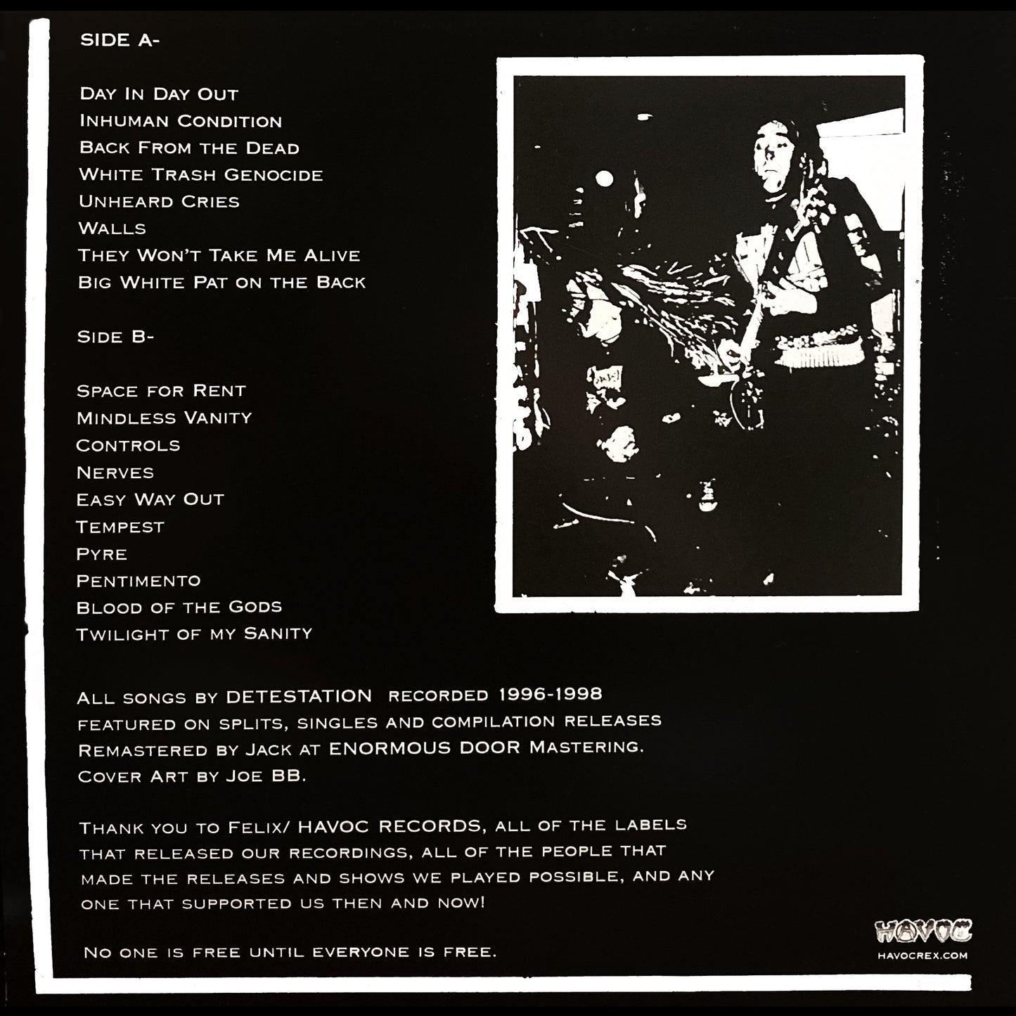DETESTATION – Singles, Splits, ETC Collection 1996-1998 LP