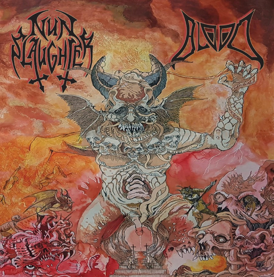 NUNSLAUGHTER / BLOOD – Split S/T LP (clear/orange vinyl)