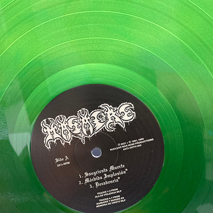 MASACRE – Ola De Violencia / Barbarie Y Sangre En Memoria De Cristo LP (green vinyl)