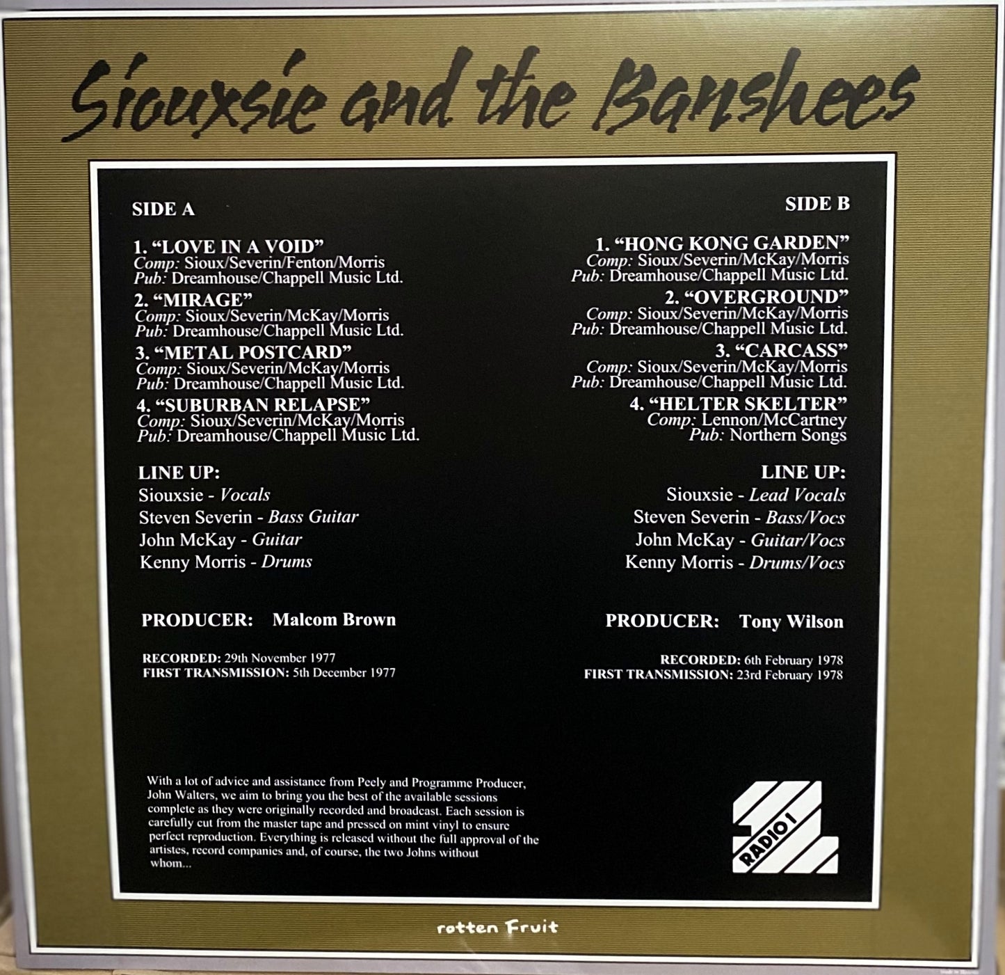 SIOUXSIE & THE BANSHEES – The Peel Sessions: 1977 - 1979 LP
