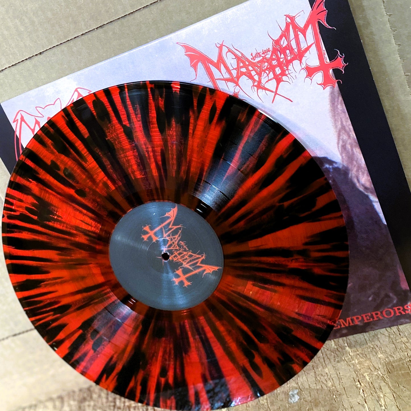 MAYHEM / MORBID – A Tribute To The Black Emperors LP (red splatter vinyl)