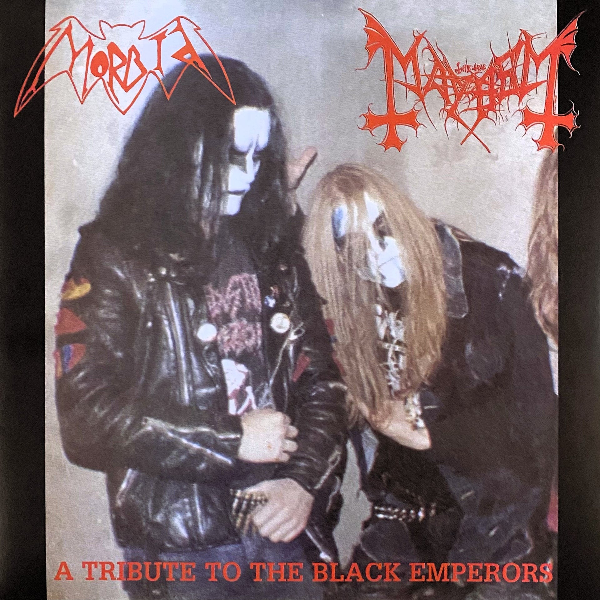 MAYHEM / MORBID – A Tribute To The Black Emperors LP (red splatter 