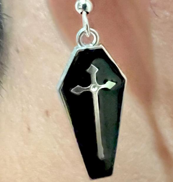 Crucifix Coffin Earring