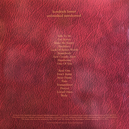 KENDRICK LAMAR – Unfinished Unreleased. LP