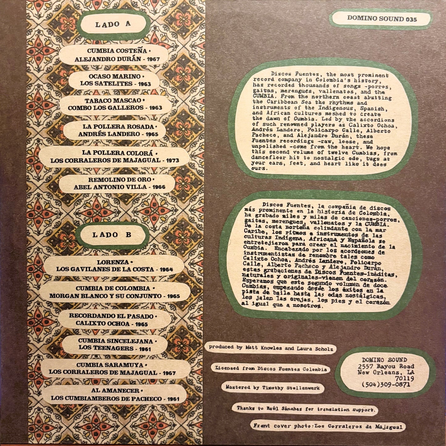 V/A – Remolino De Oro • Coastal Cumbias From Colombia's Discos Fuentes 1961-1973 LP